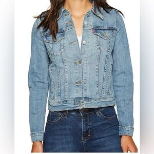 Levi 's The Original Trucker Denim Flap Picket Slightly Dustressed Jacket Size M